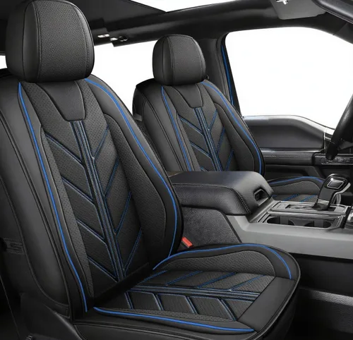 Miniatura 8 de Fundas de asiento de camión compatibles con Ford F-150 2009-2025 XL XLT Lariat King Ranch Platinum Tremor Pickup, protector de cojín de piel