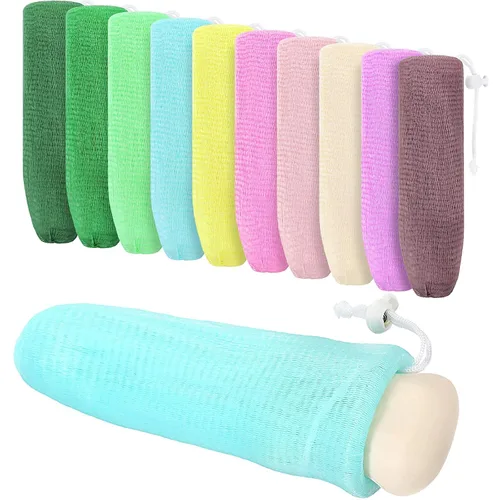 Miniatura 8 de Boao Barra de jabón de malla exfoliante de malla para guardar jabón, bolsa de espuma de burbujas para herramienta de limpieza de ducha facial
