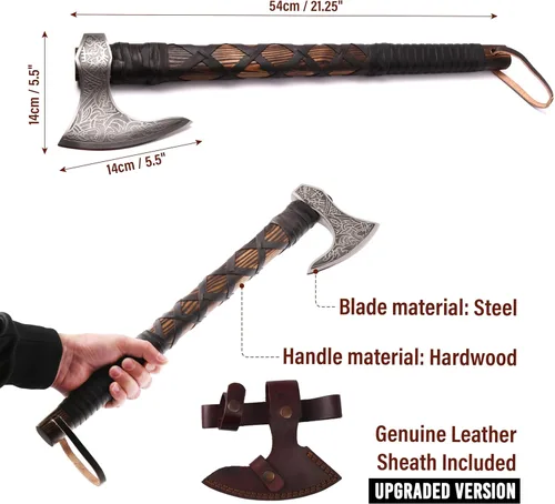Miniatura 2 de VikingsBrand Hacha de batalla vikinga (Damasco - VB-AX-02)