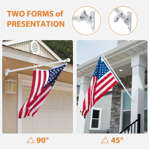 Miniatura 4 de YeYeBest Poste de bandera de mano de 4 pies a 7 pies con bandera estadounidense de 3 x 5 pies, tecnología resistente a enredos de 360°, con mango