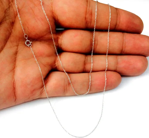 Miniatura 5 de Jewelry Affairs 10k White Gold Rope Chain Necklace, 0.5mm