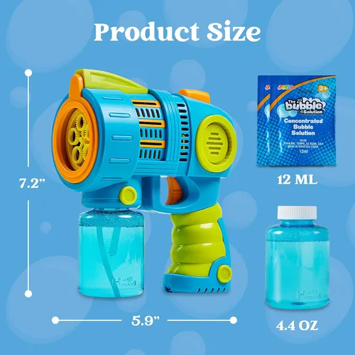 Miniatura 9 de JOYIN Pistola de burbujas para niños con solución de recarga, pistolas automáticas 2 en 1 para niños pequeños de 1 a 3 años de 4 a 8 años, juguete