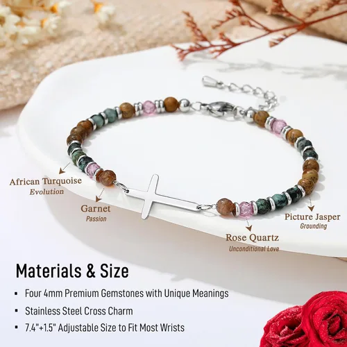 Miniatura 3 de TONY & SANDY Pulsera de cruz cristiana para mujer, regalo de San Valentín para ella, regalo de confirmación de bautismo, Pascua, regalo único