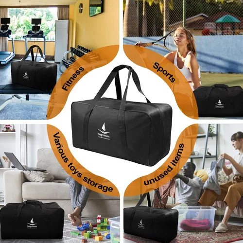 Miniatura 16 de Bolsa de viaje para gimnasio con cremalleras duraderas de 2 vías, impermeable, tela Oxford fuerte, Negro -, 31.5 pulgadas para bloques de arranque
