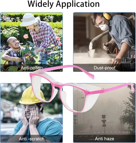 Miniatura 4 de Gafas de seguridad para hombres, mujeres, enfermeras, antivaho y a la moda, cómodas, con escudos laterales, protección ocular para adultos Rosa