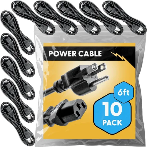 Miniatura 16 de Cable de alimentación universal de 6 pies aprobado por UL (paquete de 2) - Cable de monitor de computadora IEC C13 a NEMA 5-15P para departamentos