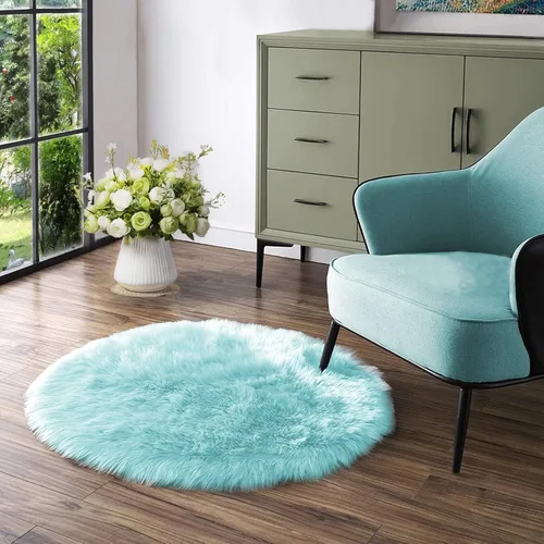 Miniatura 34 de Latepis - Tapete rectangular de piel sintética tipo lana de oveja suave, esponjosa y lavable para sala de estar, dormitorio, sala de juegos o Blanco