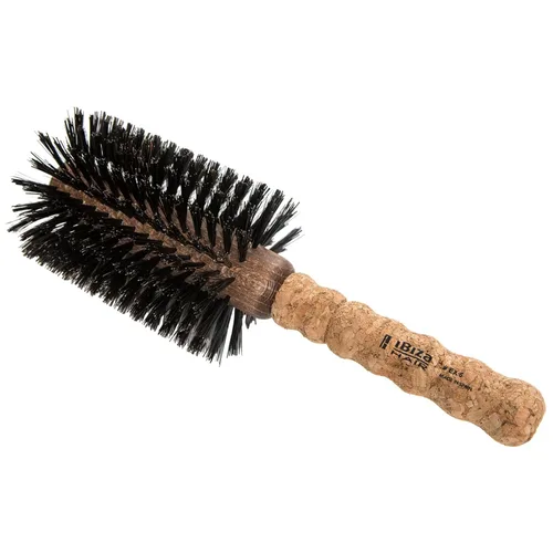 Ibiza Hair Cepillo redondo de cerdas de jabalí (EX5-3.150 in) | Ligero con cerdas reforzadas y mango de corcho | Ideal para rizos sueltos y gran