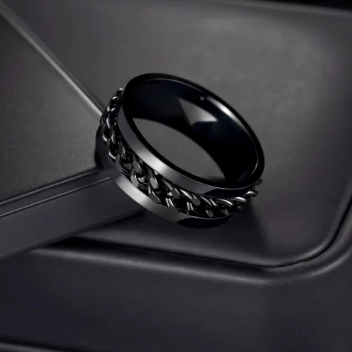 Miniatura 96 de Anillos giratorios para la ansiedad para hombre, anillos clásicos de cadena para mujeres y adultos, anillo de acero de titanio