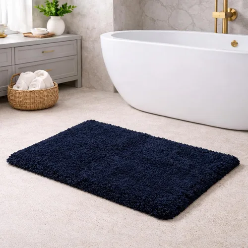 Miniatura 9 de C23 Alfombra de baño de 1 pie 8 pulgadas x 2 pies 8 pulgadas, alfombra de baño suave de felpa copetuda 100% algodón con respaldo de látex