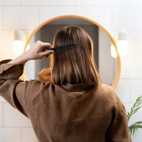 Miniatura 4 de Juego de 3 peines para el cabello, peine de burlas con peines de metal y dientes finos, cola de rata, peines de separación de salón para la espalda