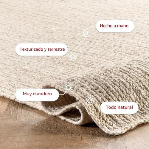 Miniatura 7 de nuLOOM 8x10 Rigo Alfombra de yute tejida a mano, color blanco hueso, diseño rústico de granja, fibra natural, para dormitorio, sala de estar