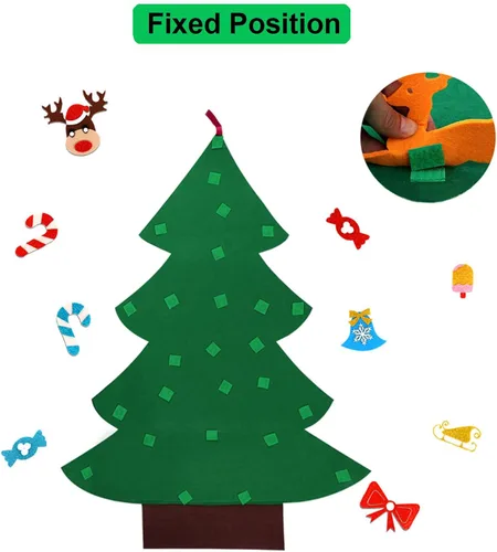 Miniatura 3 de OurWarm Árbol de Navidad de fieltro para niños, árbol de Navidad de 3 pies con 30 adornos de purpurina para niños, regalos de Navidad, decoración