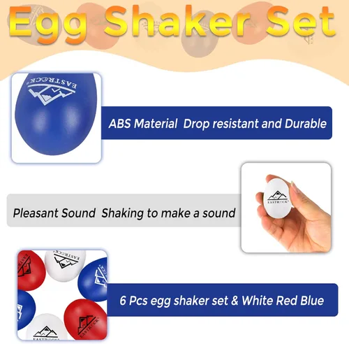 Miniatura 3 de EASTROCK Juego de 6 unidades de maracas musicales en forma de huevo, instrumentos de percusión de mano, plástico
