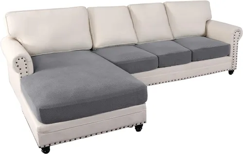 Miniatura 10 de MIFXIN Fundas para sofá modular, 3 piezas, funda de asiento de sofá de terciopelo elástico en forma de L, funda de cojín separada, protector