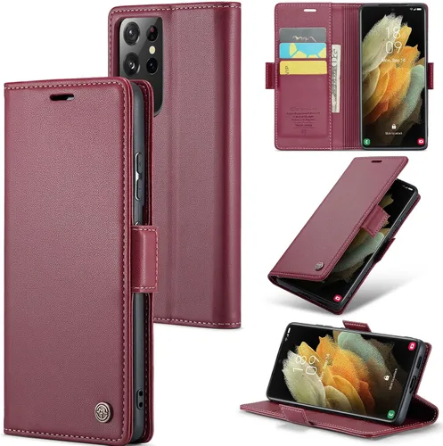 Miniatura 10 de Funda tipo cartera compatible con Samsung Galaxy S21 con tarjetero de bloqueo RFID, funda de piel con función atril para Samsung Galaxy S21 de 6.2