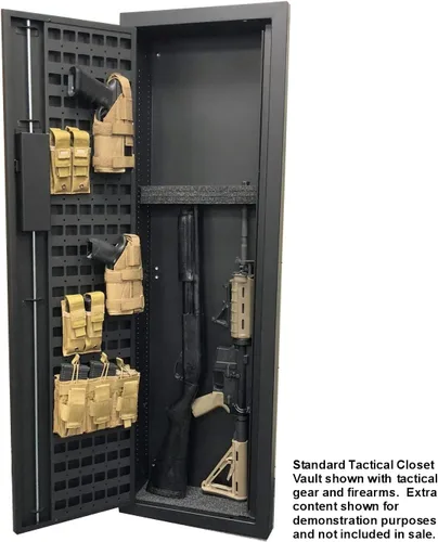 Miniatura 5 de Bóveda táctica para armario, color negro plano en pared, caja fuerte para pistola y equipo táctico, esta caja fuerte proporciona seguridad