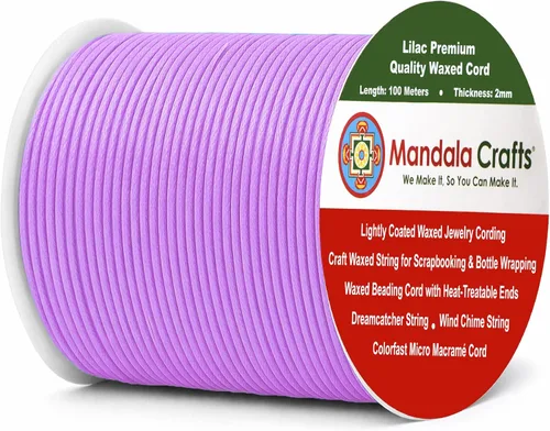 Miniatura 106 de Cuerda Mandala Crafts 0.03 pulgadas 109 yardas para hacer joyería, artesanía, macramé, cuerda de algodón encerado Negro