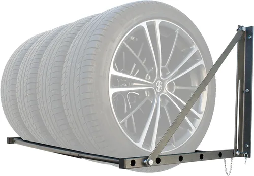 Miniatura 5 de MaxxHaul 70489, 300 libras Estante para neumáticos con montaje de pared, con capacidad plegable y ajustable Gris