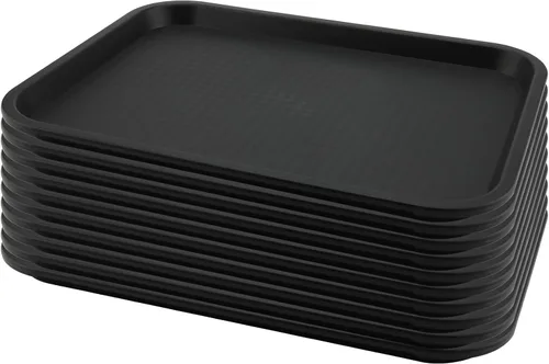 Miniatura 12 de Paquete de 5 bandejas azules de comida rápida de 13.8 x 10.6 pulgadas, bandejas rectangulares grandes para servir restaurante, bandejas de plástico