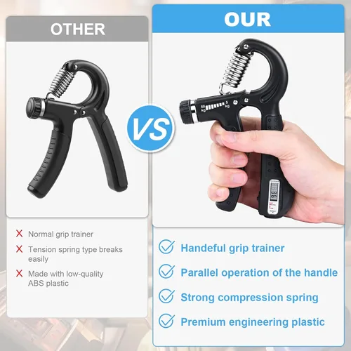 Miniatura 5 de Handeful Grip Strength Tester Trainer - Dynamometer Handgrip Measurer Meter, Handheld Strengthener Exerciser for Sports, School, and Home Use Gris