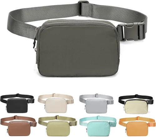 Riñonera Bolsa de Cintura Bolso Cruzado Bolsa de Cadera para Correr Senderismo Viajes Entrenamiento Correa Ajustable para Mujeres, Gris oscuro,
