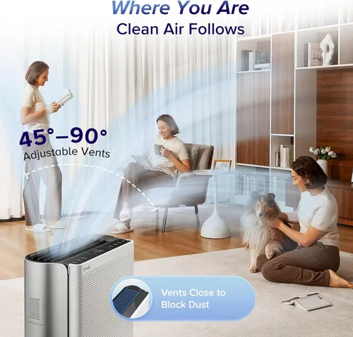 Miniatura 7 de LEVOIT EverestAir-P - Purificadores de aire para habitación grande del hogar con monitor de calidad del aire de 3 canales, prefiltro lavable