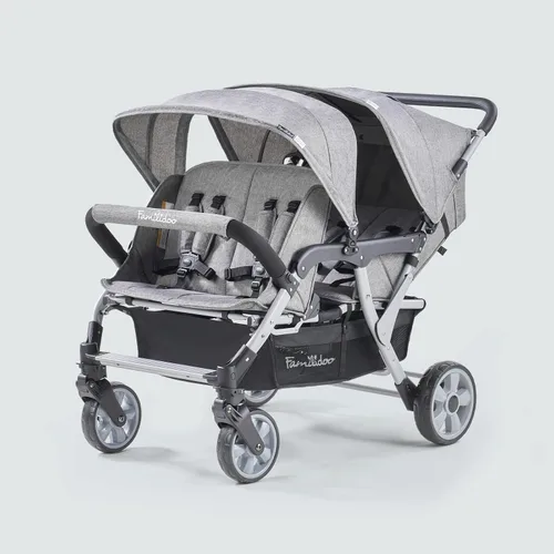 Miniatura 11 de Familidoo H4E Quad Lidoo Lite Cochecito Vagón de 4 Asientos para Niños, Ligero y Plegable con Asientos Reclinables, Arnés de 5 Puntos, Doble Toldo
