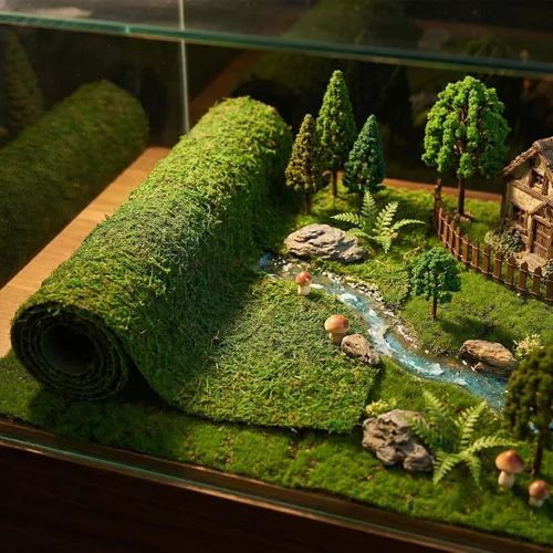 Miniatura 6 de Camino de mesa de musgo seco de 71" x 12" para decoración de jardín de fiesta, verde oscuro, 30x180CM