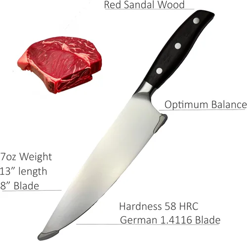 Miniatura 6 de Cuchillo de chef personalizado, cuchillo de chef personalizado de 8 pulgadas, foto grabada, logotipo o ilustración, acero alemán 1.4116, cocina