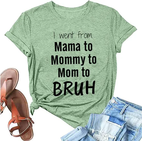 Camisetas para mamá para mujer, camiseta de mamá mamá Bruh, divertida camiseta para mamá y vida, para el día de la madre, camiseta casual de regalo