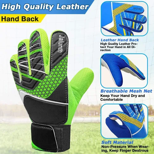 Miniatura 3 de Jalunth Guantes de Portero de Fútbol para Niños y Jóvenes, Guantes de Guardameta Jugador de Campo para Niños y Niñas, Palma de Látex Antideslizante