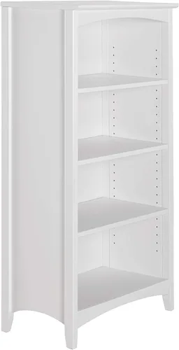 Miniatura 5 de Camaflexi Estantería estilo Shaker de 4 estantes, madera maciza, 48 pulgadas de alto, estantería ajustable, parte trasera cerrada, estantería