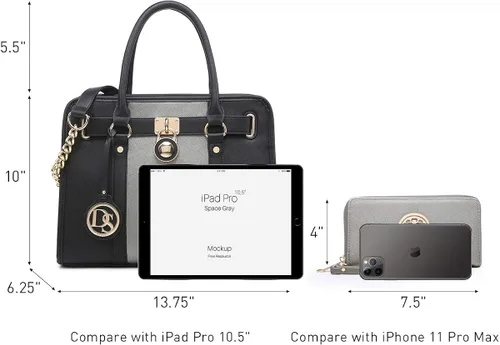 Miniatura 4 de Dasein Bolsos de mano para mujer, monederos, bolsas de hombro con asa superior, bolso de trabajo, 2 piezas