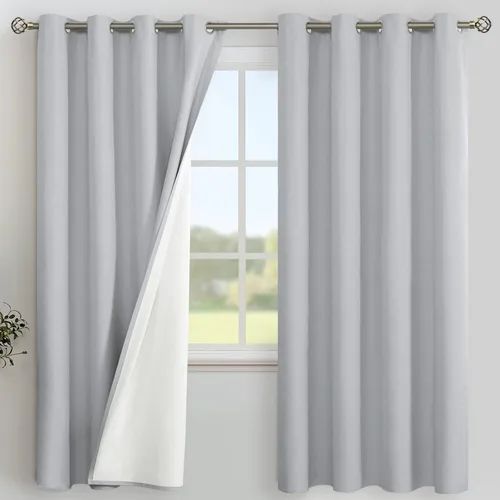 Miniatura 67 de YoungsTex - Cortinas de lino beige 100% opacas para dormitorio de 63 pulgadas de largo, cortinas cortas con aislamiento térmico y ojales