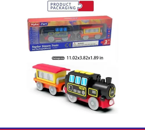 Miniatura 3 de Locomotora de vapor tren eléctrico a pilas para juguetes de pista de madera para niños pequeños y niños de 3 a 7 años, compatible con todas