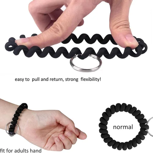 Miniatura 3 de BIHRTC Llavero de muñeca con resorte flexible espiral de muñeca de bobina de sauna llavero
