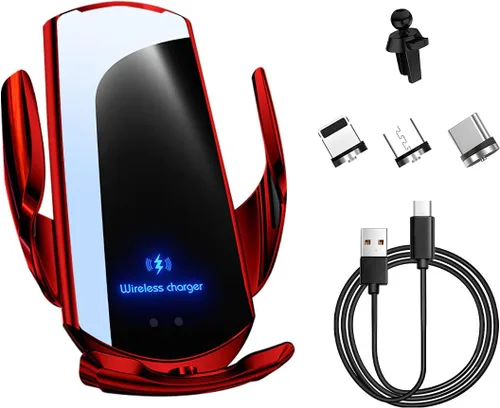 Miniatura 8 de Cargador inalámbrico para automóvil, montaje de ventilación de aire de carga rápida de 15 W, soporte de teléfono de sujeción automática, cargador