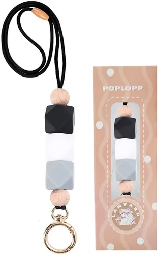 Miniatura 11 de POPLOPP 3 cordones para profesores para insignias de identificación y llaves, lindo cordón de silicona con cuentas para mujeres, enfermeras