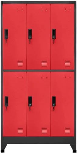 Miniatura 3 de Armario de metal color antracita y rojo 35.4 x 17.7 x 70.9 pulgadas, acero para empleados, gimnasio, hogar, escuela, oficina
