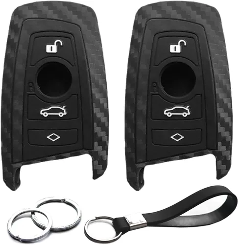 2 piezas Compatible con BMW X4 X5 X1 X3 X6 3 5 7 Series M1 M2 M3 M5 335 328 535 650 740 F05 F10 F20 F30 Funda para llavero con aspecto de fibra de