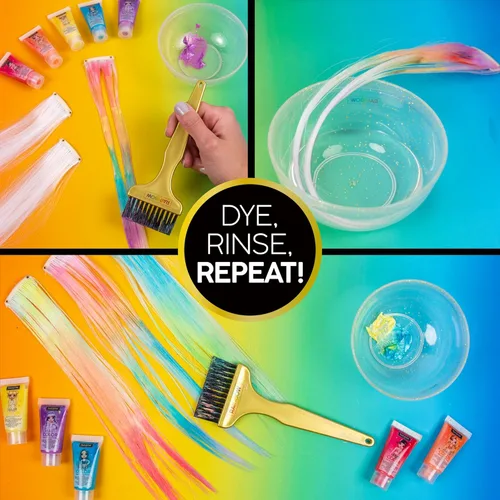 Miniatura 3 de Rainbow High Horizon Group USA, incluye 5 vibrantes geles de coloración para el cabello, 3 extensiones con clip para menos desorden, tazón de mezcla