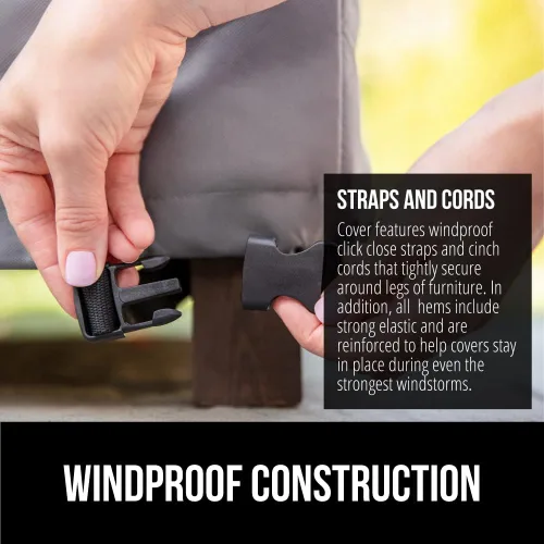 Miniatura 5 de GORILLA GRIP Funda impermeable grande para sofá de patio al aire libre, 58 pulgadas, juegos de fundas ajustables para muebles para invierno
