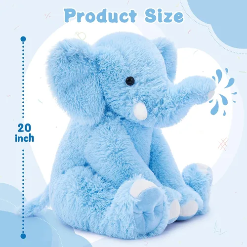 Miniatura 2 de MorisMos Animal de Peluche Elefante Grande, Compañero de Peluche Suave de Elefante de 19.6 Pulgadas, Regalos para Niñas y Niños, Azul