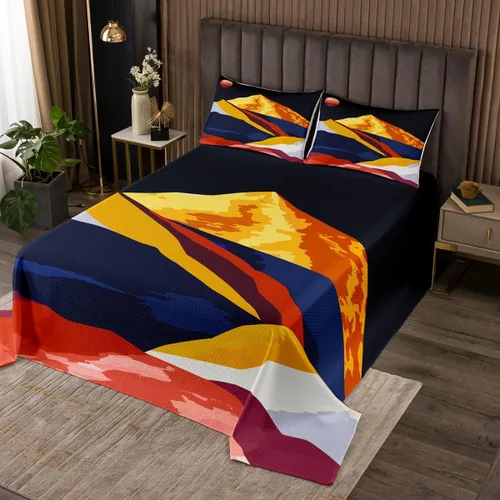 Erosebridal Juego de ropa de cama minimalista moderna de tamaño individual, juego de ropa de cama de paisaje abstracto de mediados de siglo, juego