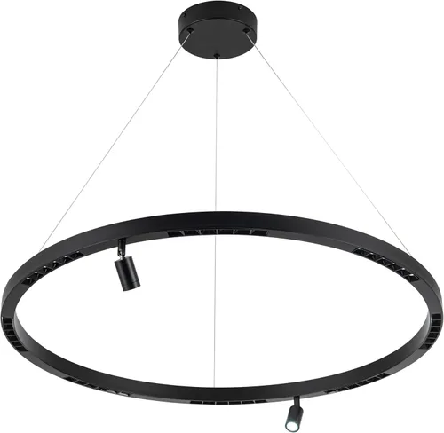 Miniatura 14 de Lámpara colgante LED moderna regulable de 23.6 pulgadas, color negro, 1 anillo circular, para sala de estar, comedor, cocina, oficina, vestíbulo