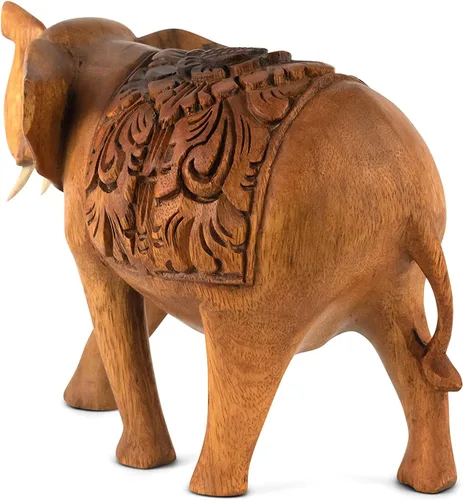 Miniatura 8 de G6 Collection Estatua de elefante tallada a mano de madera, escultura, arte decorativo, rústico, decoración del hogar, decoración hecha a mano