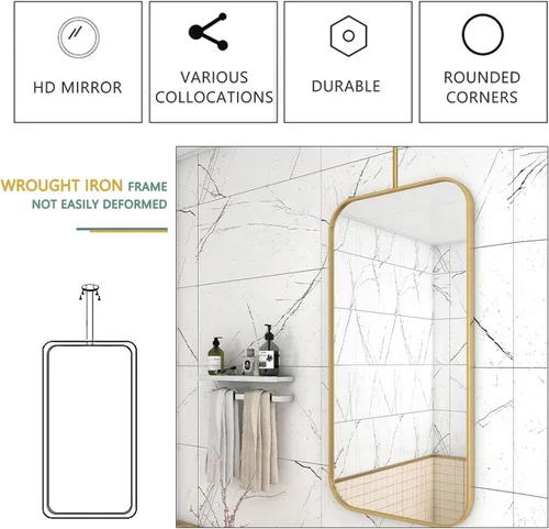 Miniatura 5 de Espejo rectangular cuadrado montado en el techo, moderno espejo de maquillaje de baño, transparente y práctico para dormitorio, sala de estar