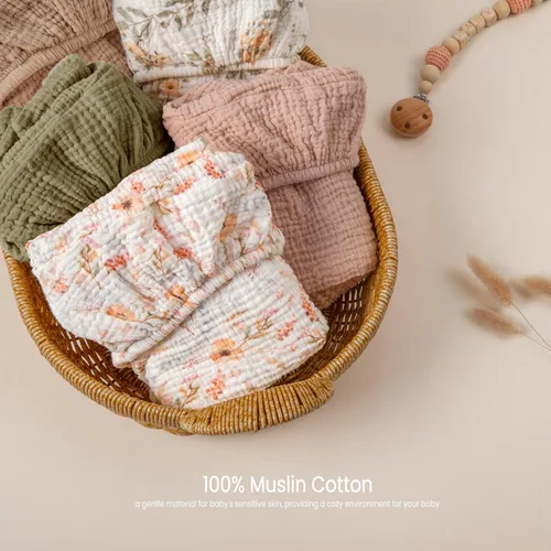 Miniatura 99 de lulumoon Sábanas de muselina para moisés para bebé: sábanas ajustables suaves para moisés de cabecera para niños y niñas Oliva y Crema