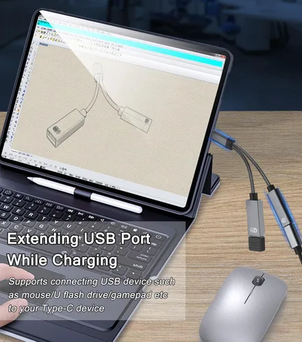 Miniatura 4 de AKWOR Adaptador USB C a USB OTG, divisor USB C 2 en 1 con puerto de carga PD de 60 W y puerto USB 3.0 hembra compatible con iPhone 15 Pro, MacBook